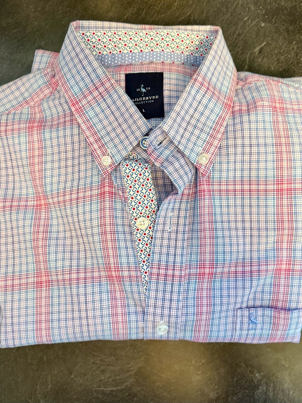 Tailorbyrd Pink & Blue Plaid Button-Down Shirt